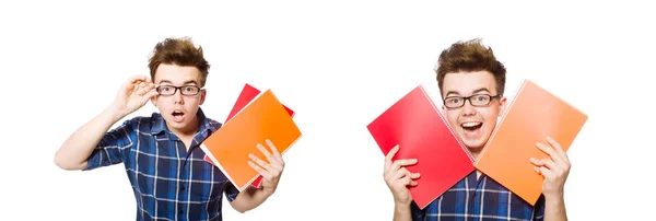 Lustige Studentin isoliert auf weiß — Stockfoto