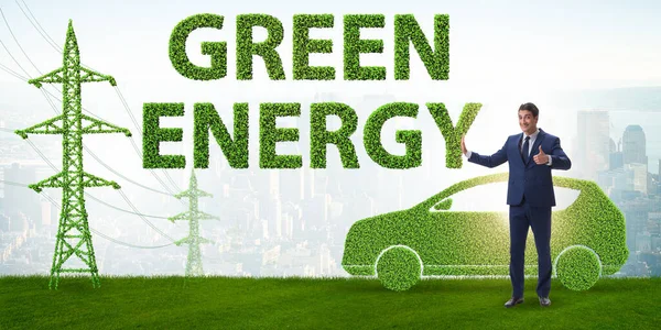 Koncepcja samochodu elektrycznego i zielonej energii — Zdjęcie stockowe
