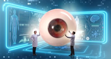 Doktor dev gözü tıbbi konseptte inceliyor.