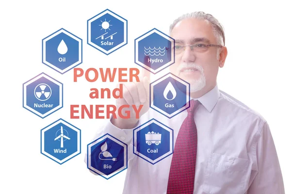 Energie mix concept met zakenman — Stockfoto