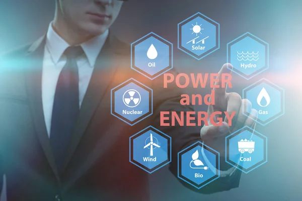 Energy mix concept with businessman — 图库照片