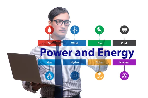 Energy mix concept with businessman — Stock Photo, Image