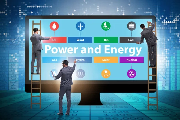Energy mix concept with businessman — Stock Photo, Image