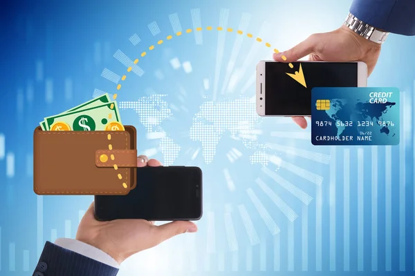 Concept of mobile wallet transfers - 3d rendering — Stock Photo, Image