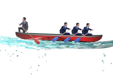Farklı yönlerde kürek çeken iş adamlarıyla anlaşmazlık kavramı
