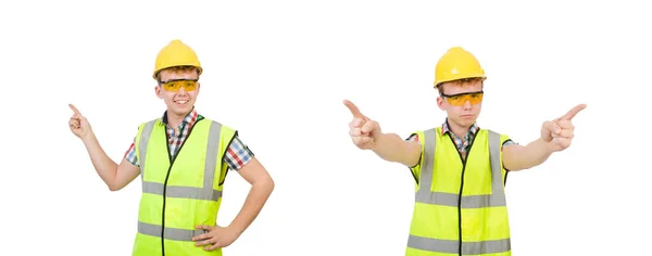 Trabajador industrial aislado en el fondo blanco — Foto de Stock