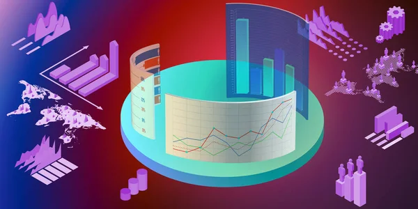 Ticaret ortamında çeşitli görselleştirme - 3D biçimlendirme — Stok fotoğraf