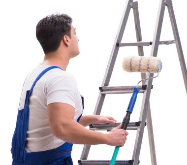 Genç ressam müteahhiti beyaz arka planda izole edildi