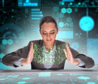 Dijital dünya konseptinde iş kadını