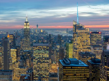 Günbatımında New York Manhattan manzarası