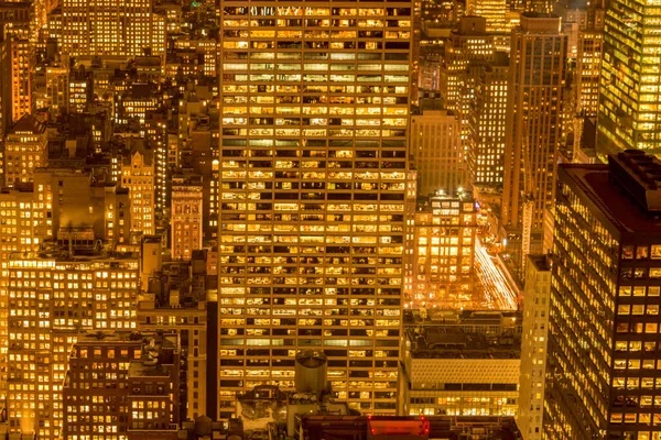 Uitzicht op New York Manhattan tijdens zonsondergang — Stockfoto