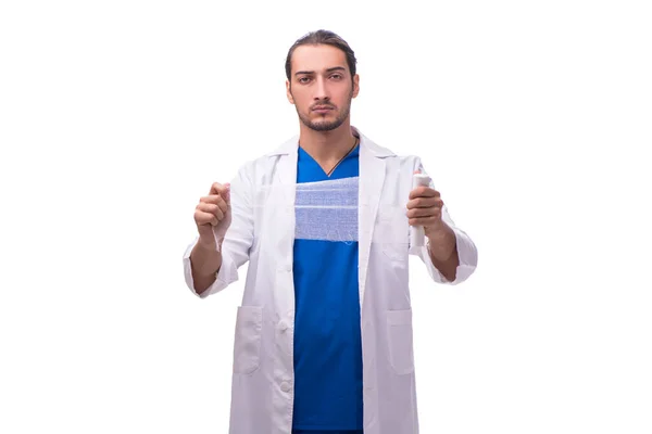Ung manlig läkare isolerad på vitt — Stockfoto