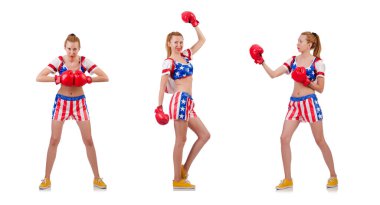 beyaz izole kadın boksör