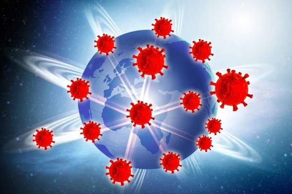 Illustrazione della pandemia di coronavirus covid-19 - rendering 3d — Foto Stock