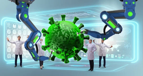 医生在实验室里研究头孢病毒 — 图库照片