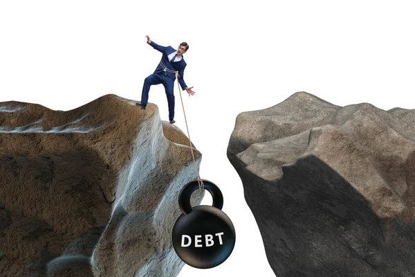 Konzept der Verschuldung und Last mit Geschäftsmann — Stockfoto