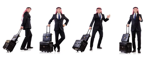 Homme arabe avec des bagages sur blanc — Photo