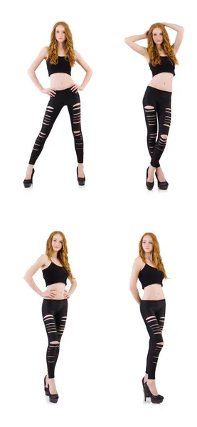 Chica con leggins rotos en blanco —  Fotos de Stock
