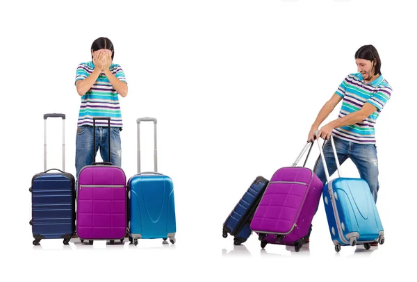 Travel vacation concept with luggage on white — Stock Photo, Image