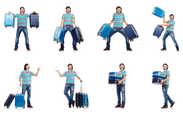 Travel vacation concept with luggage on white — Stock Photo, Image