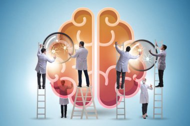 Doktor ekibi insan beynini inceliyor.