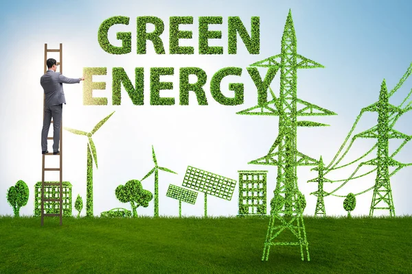 Zielona i ekologiczna koncepcja z biznesmenem — Zdjęcie stockowe