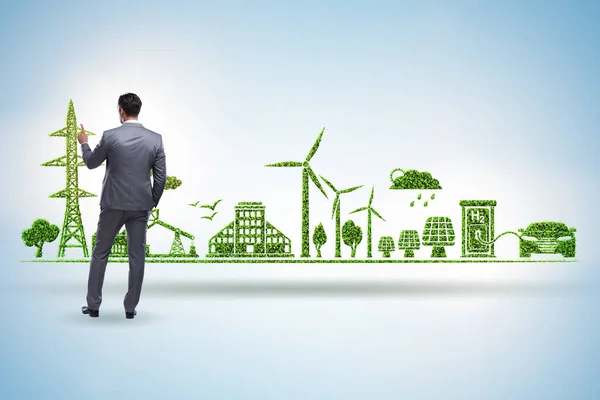 Businessman in green and environmental concept — Stock Photo, Image