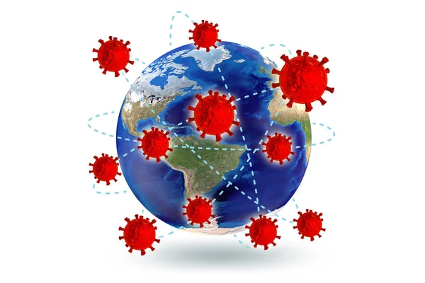 Ilustração do coronavírus covid-19 pandemia - 3d renderização — Fotografia de Stock