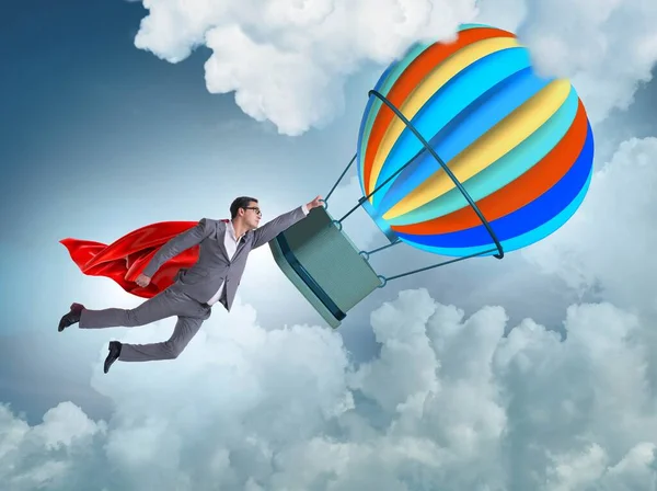 Empresário voando em balão em desafio conceito — Fotografia de Stock
