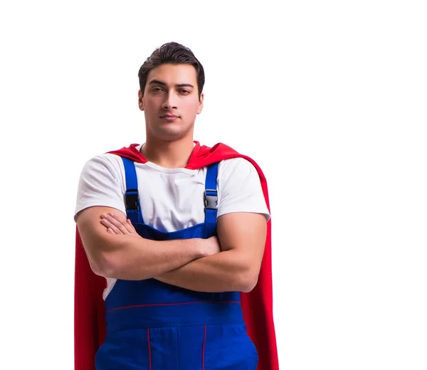 Super hero repairman isolated on the white — Stock Photo, Image