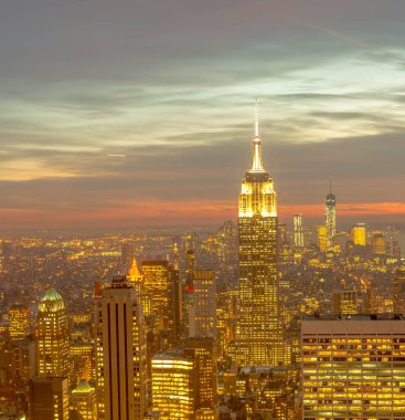 Günbatımında New York Manhattan manzarası