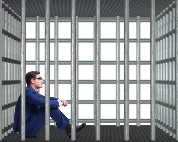 Empresário na gaiola isolado em branco — Fotografia de Stock
