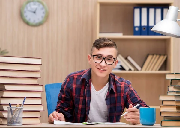 Jovem estudante se preparando para os exames escolares — Fotografia de Stock