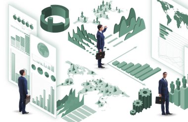 Ticari görselleştirme ve bilgi grafikleri konsepti işadamı