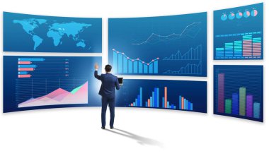 Ticari görselleştirme ve bilgi grafikleri konsepti işadamı