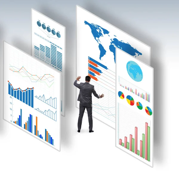 Businessman in business visualization and infographics concept — Stock Photo, Image