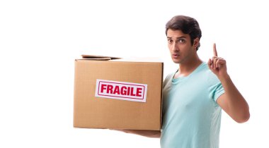 Kırılgan kutusu olan genç yakışıklı adam internetten sipariş verdi.