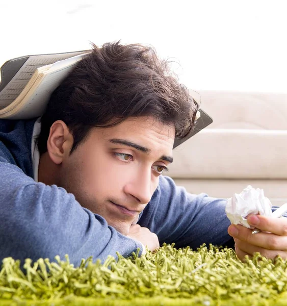Handsome student working at startup project at home — Stock Photo, Image
