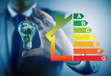 Enerji verimliliği kavramında iş adamı
