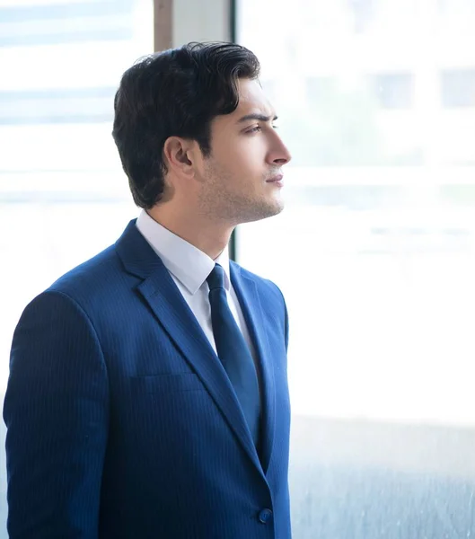 Young handsome businessman standing at the window — Stock Photo, Image