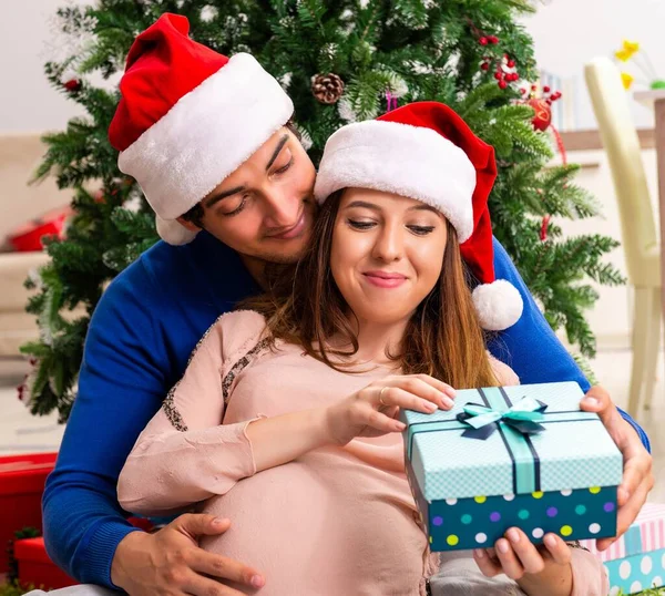 Femme enceinte céleste noël avec mari — Photo