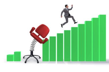 Promotion concept with businessman ejected from chair clipart