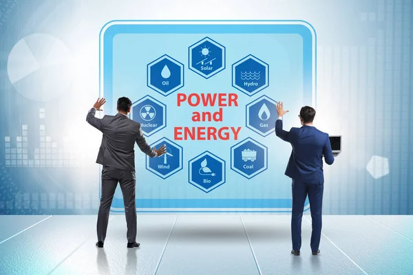 Energy mix concept with businessman — Stock Photo, Image