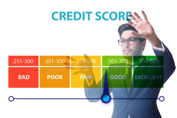 Zakenman in credit score concept — Stockfoto