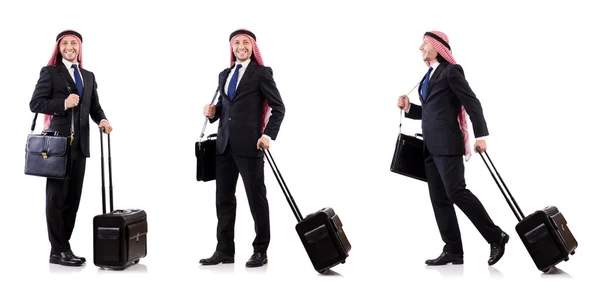 Homme arabe avec des bagages sur blanc — Photo