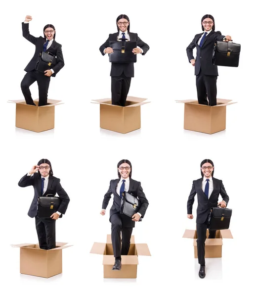 Man in thinking out of the box concept — Stock Photo, Image