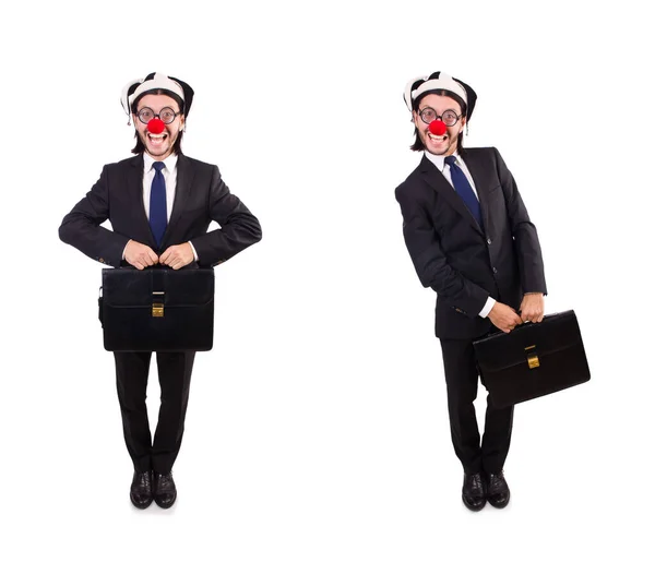 Funny clown businessman isolated on the white background — Stock Photo, Image