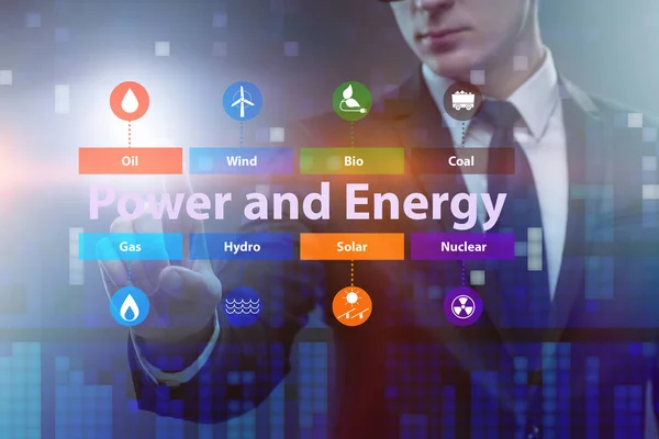 Energie mix concept met zakenman — Stockfoto