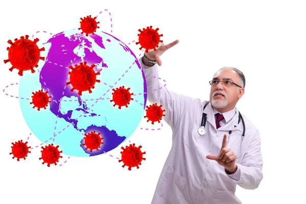 Coronavirus covid-19 πανδημία έννοια με το γιατρό — Φωτογραφία Αρχείου