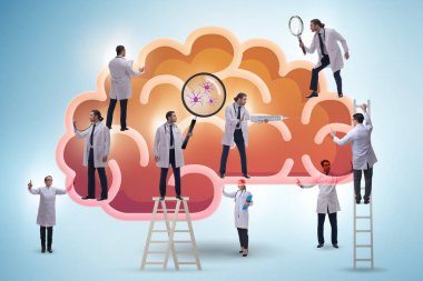 Doktor ekibi insan beynini inceliyor.